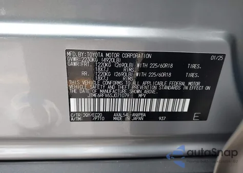2025 Toyota Rav4 Hybrid Xse z USA, uszkodzony, nr VIN JTME6RFV6SJ071079